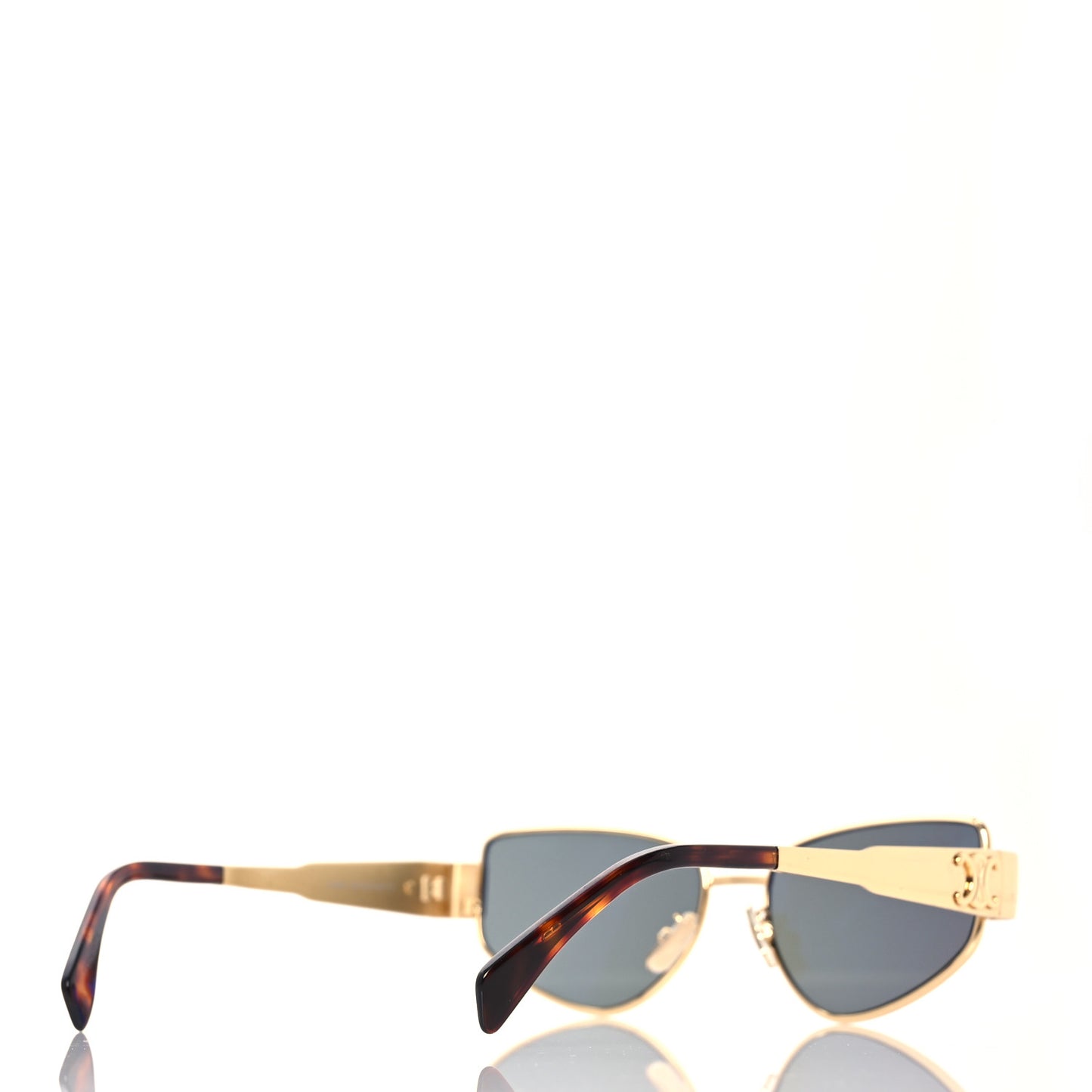 Metal Triomphe Cat Eye Sunglasses CL40293U Gold Green