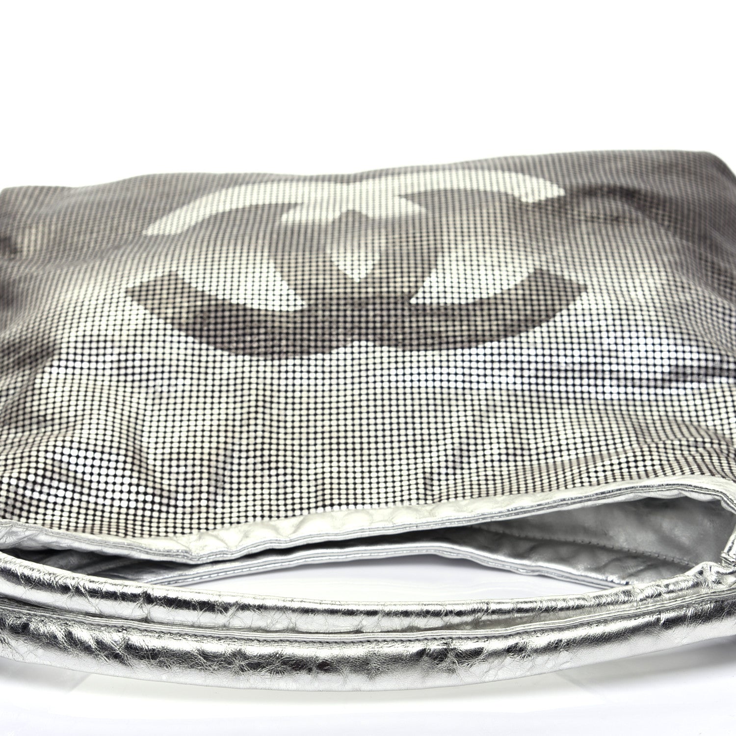 Chanel Metallic Perforated Lambskin Hollywood Hobo Silver 10 of 11