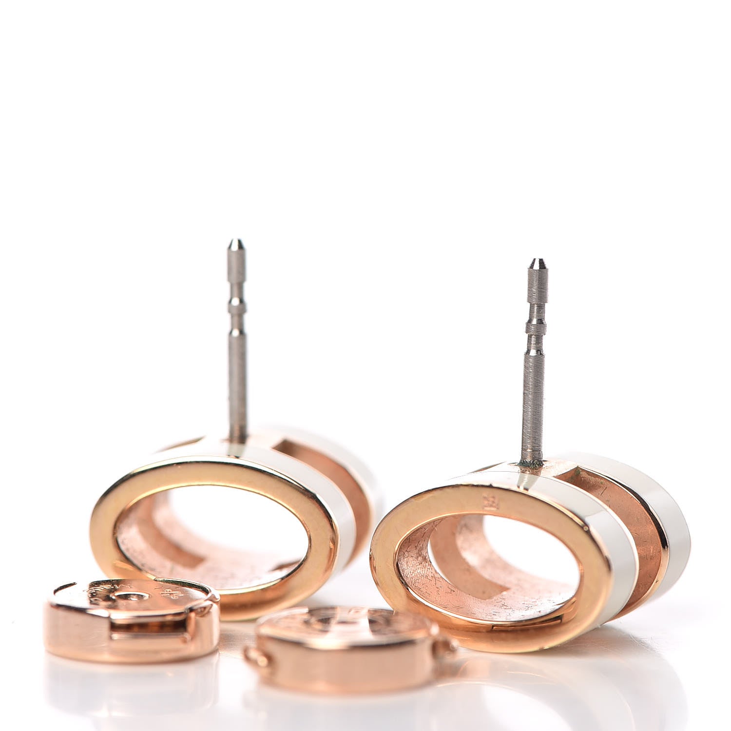 Hermes Rose Gold Lacquered Pop H Earrings Ecru 3 of 4