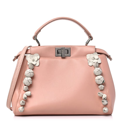Fendi Nappa Rosebud Mini Peekaboo Iconic Satchel Baby Pink 1 of 9