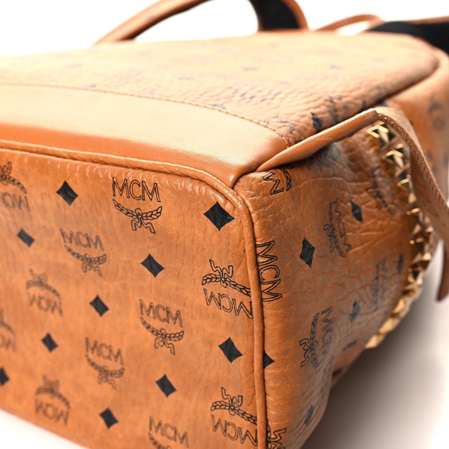 MCM Visetos Medium Side Studs Stark Backpack Cognac 11 of 14