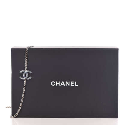Chanel Crystal Baguette CC Double Strand Necklace Silver Blue 6 of 6