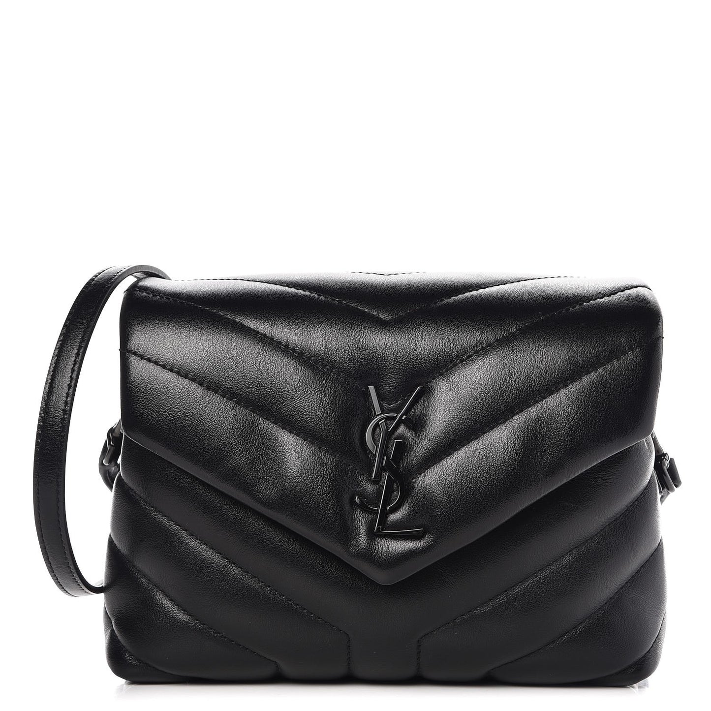 Calfskin Y Quilted Monogram Toy Loulou Crossbody Bag Black