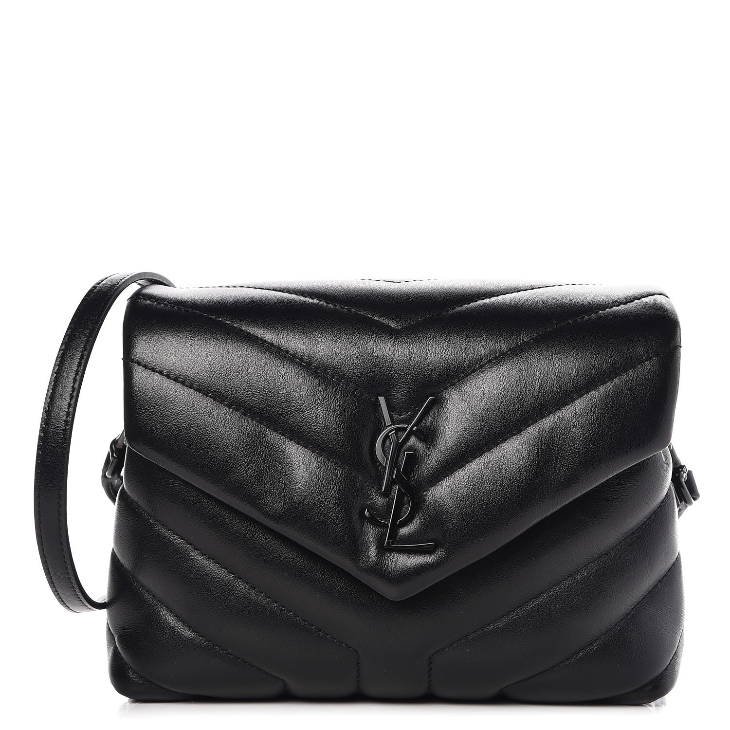 Saint Laurent Calfskin Y Quilted Monogram Toy Loulou Crossbody Bag Black 1 of 7