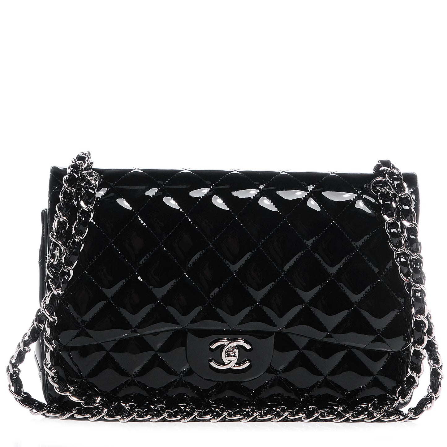 Patent Jumbo Double Flap Black