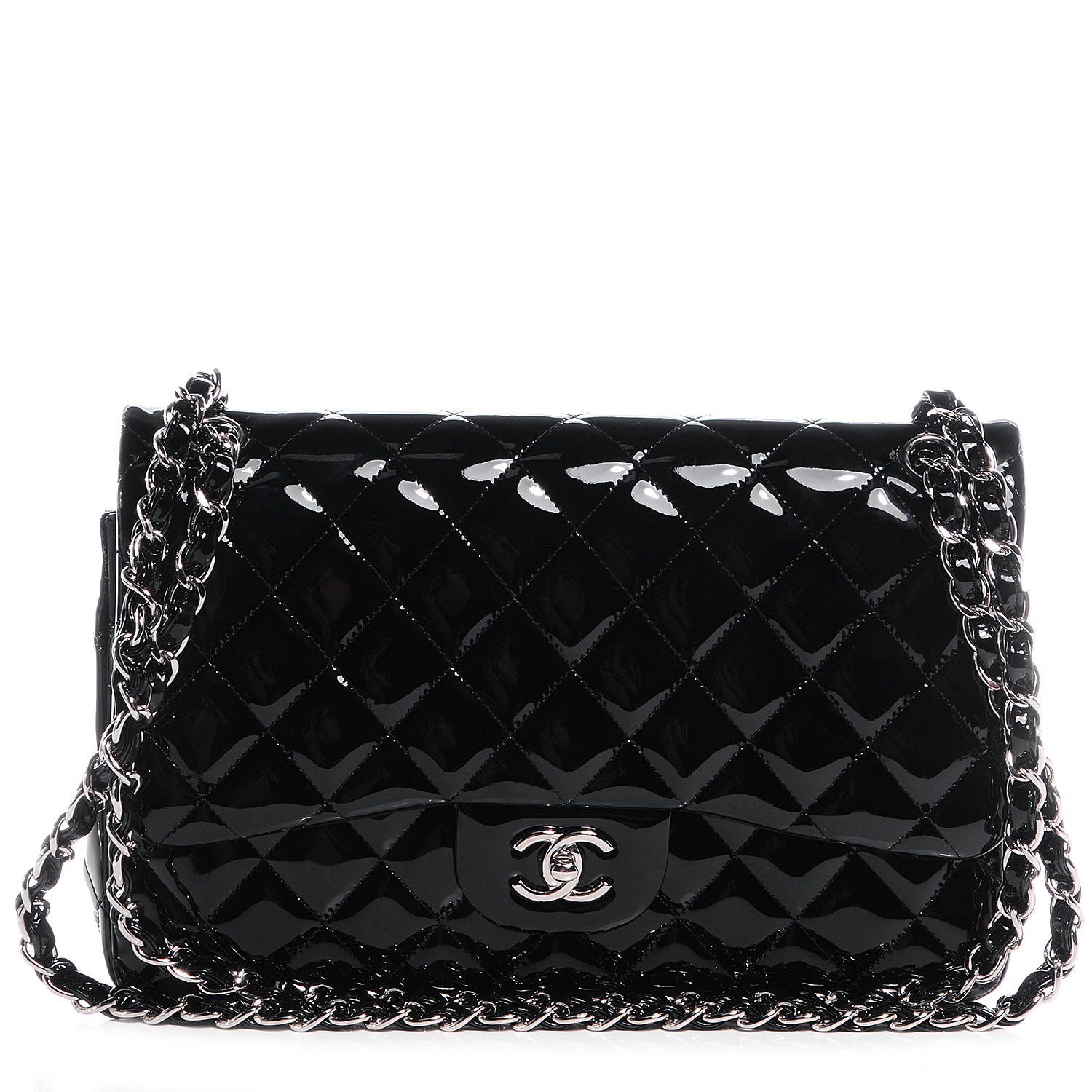 Chanel Patent Jumbo Double Flap Black 1 of 9