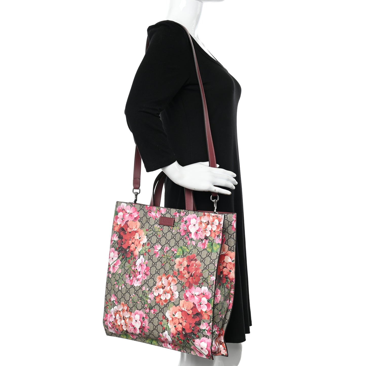 Soft GG Supreme Monogram Blooms Vertical Tote Beige Multicolor Dry Rose