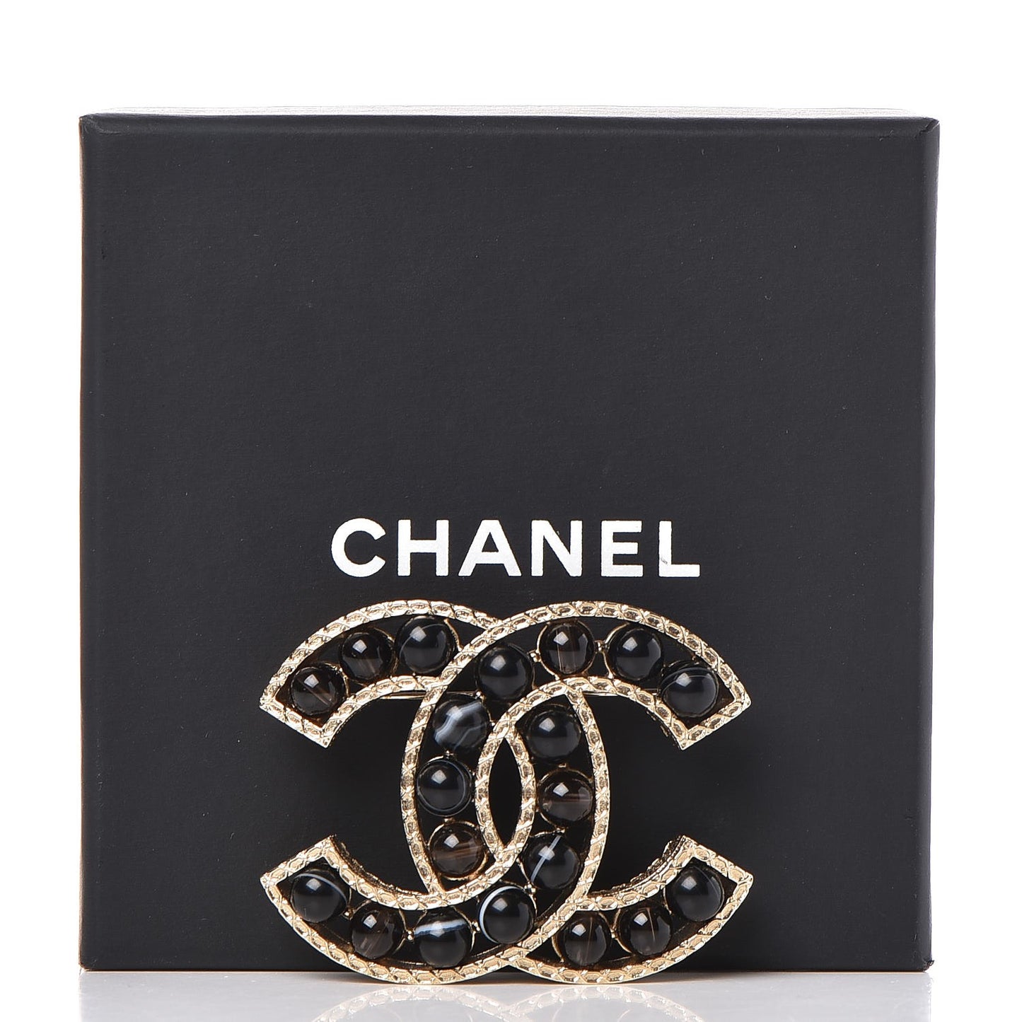 Bead CC Brooch Black Light Gold