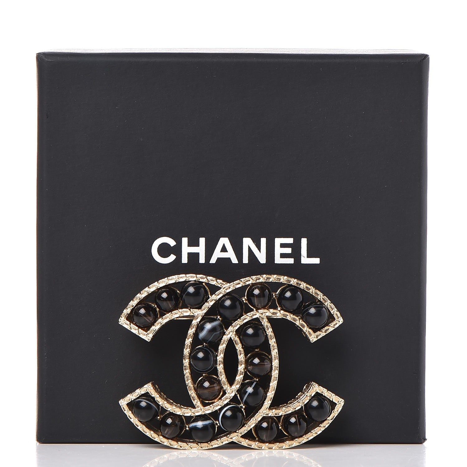 Chanel Bead CC Brooch Black Light Gold 5 of 5