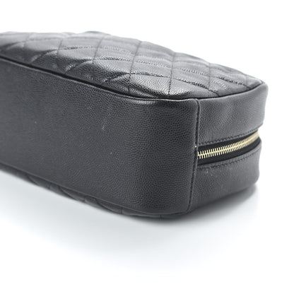Chanel Caviar Quilted Curvy Pouch Cosmetic Case Black 7 of 10