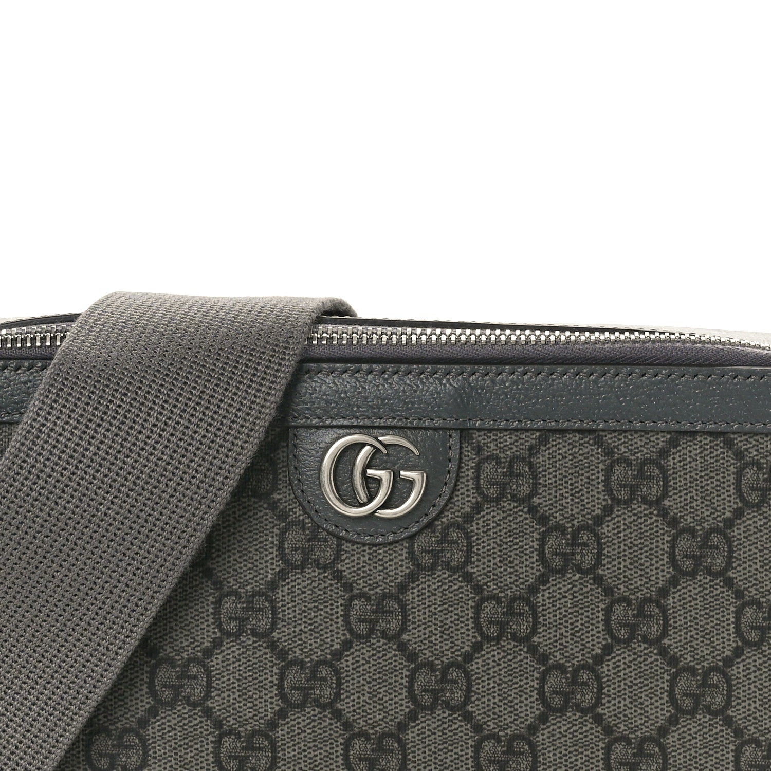 Gucci GG Supreme Monogram Textured Dollar Calfskin Small Ophidia Top Handle Shoulder Grey Black Graphite Grey 8 of 10
