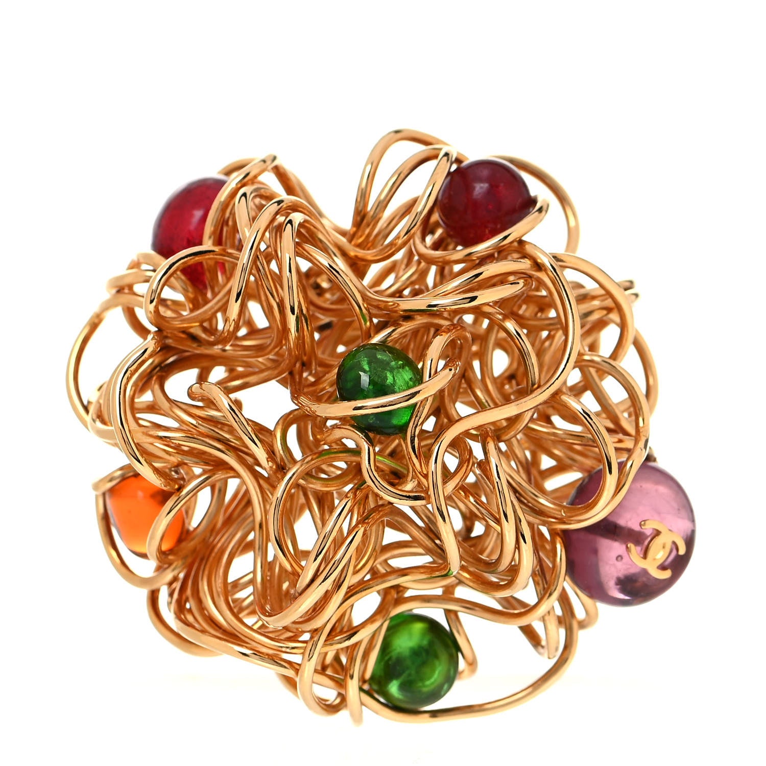 Chanel Gripoix Poured Glass Camellia Brooch Gold Multicolor 1 of 4