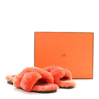 Hermes Woolskin Oran Sandals 40 Orange 8 of 8