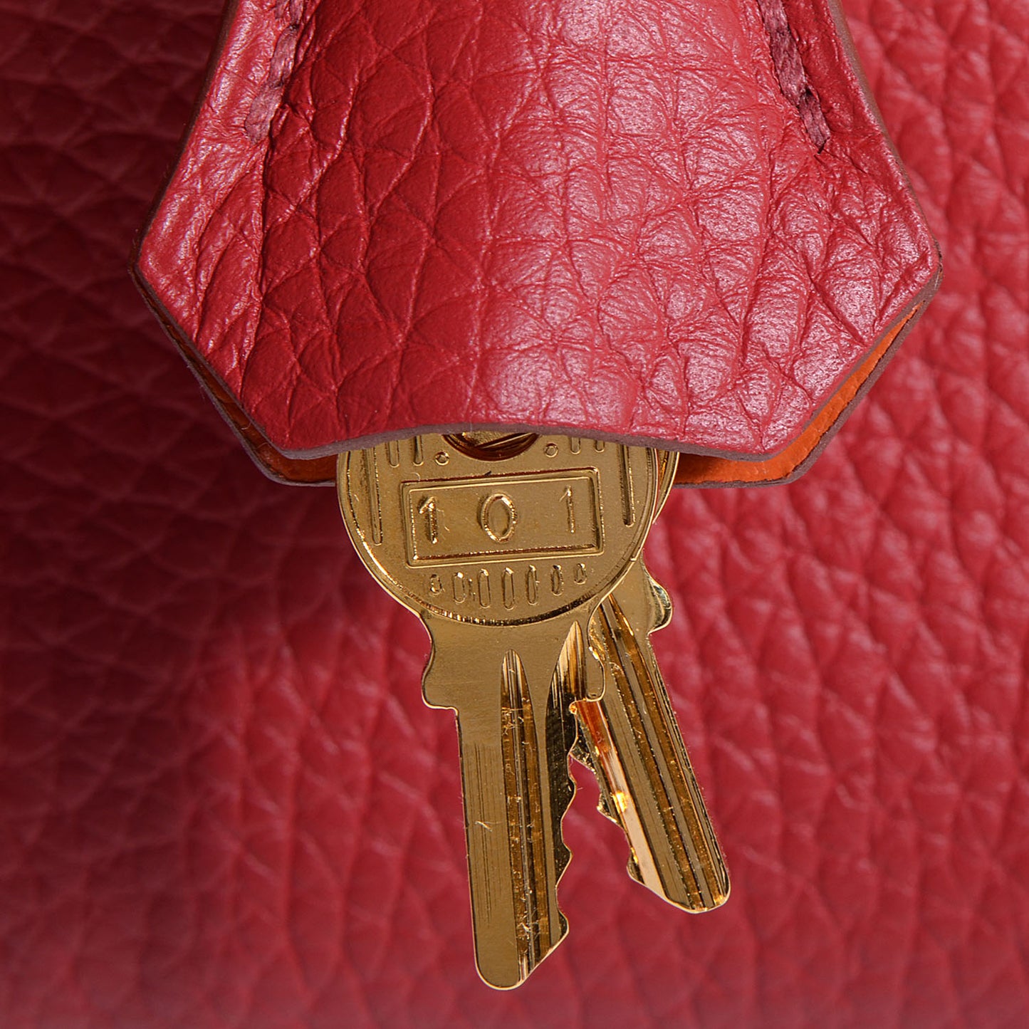 Taurillon Clemence Horseshoe Bi-Color Birkin 30 Rouge Garance and Orange