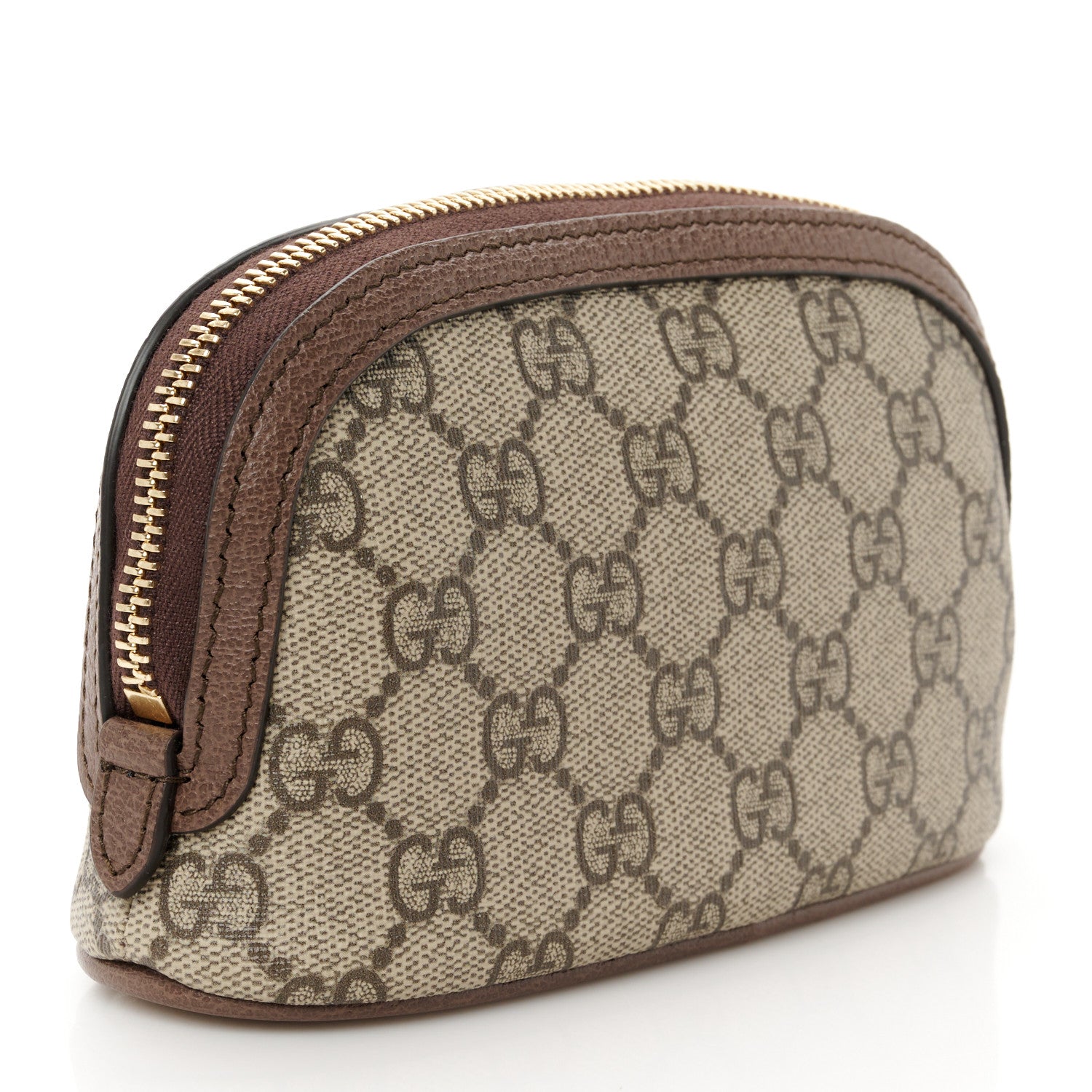Gucci GG Supreme Monogram Textured Calfskin Web Medium Ophidia Cosmetic Case Beige Ebony New Acero 3 of 9