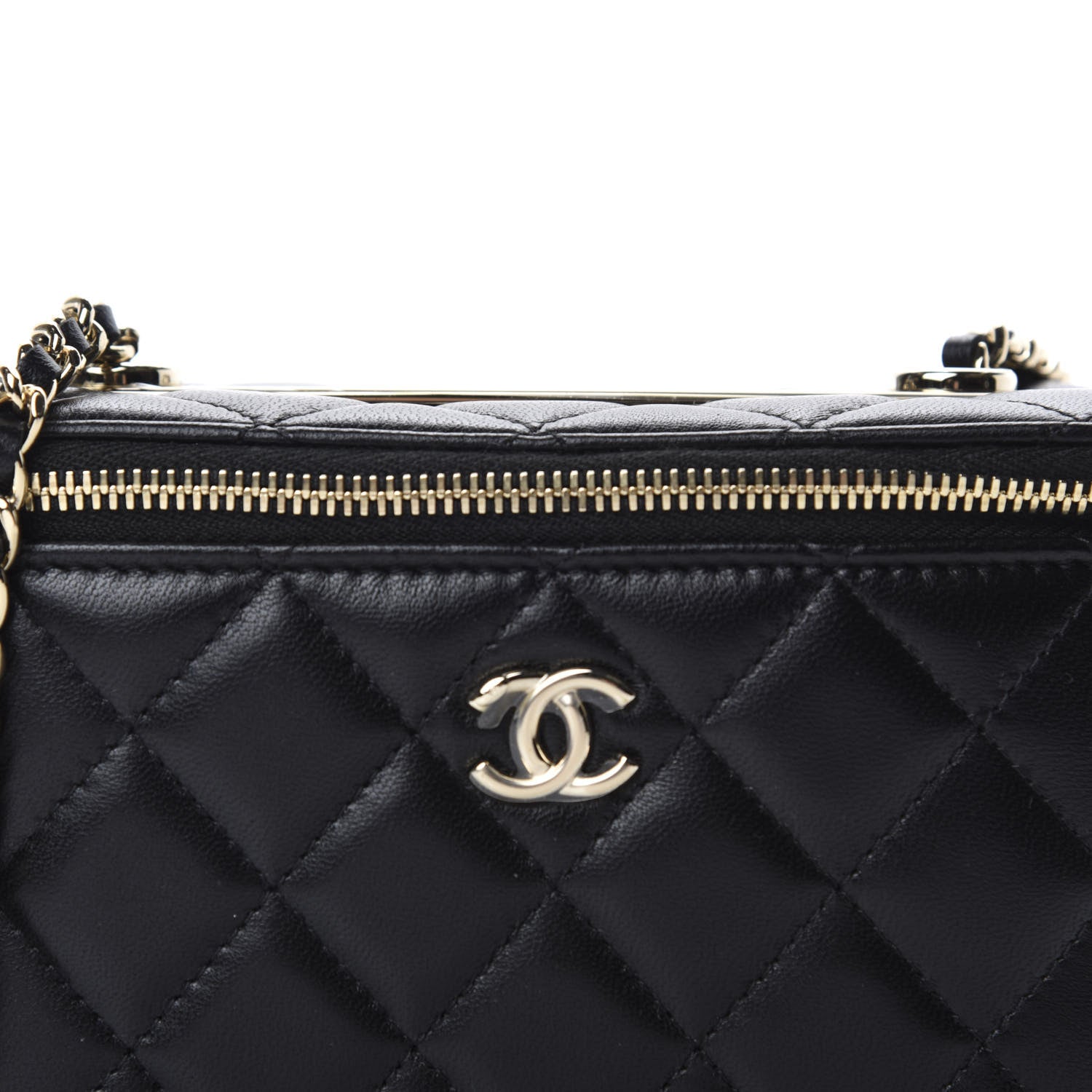 Chanel Lambskin Quilted Trendy Small Vanity Case With Chain Black 10 of 12