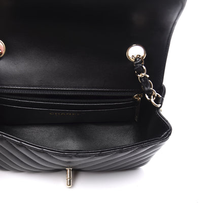 Chanel Lambskin Chevron Quilted Mini Rectangular Flap Black 4 of 10