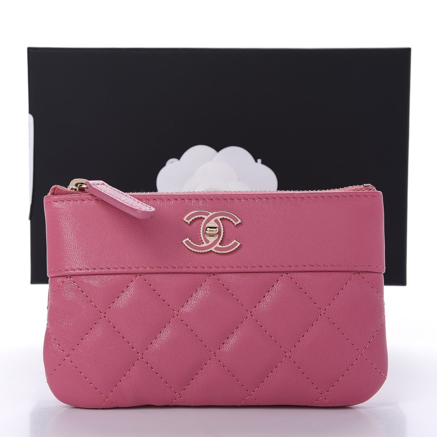 Chanel Sheepskin Quilted Small Vintage Mademoiselle Cosmetic Case Dark Pink 11 of 11
