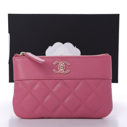 Chanel Sheepskin Quilted Small Vintage Mademoiselle Cosmetic Case Dark Pink 11 of 11
