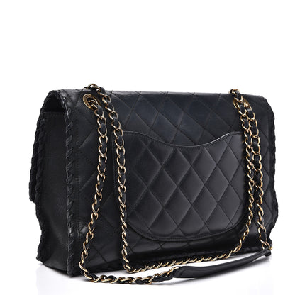 Chanel Suede Calfskin Jumbo Happy Stitch Flap Black 2 of 19