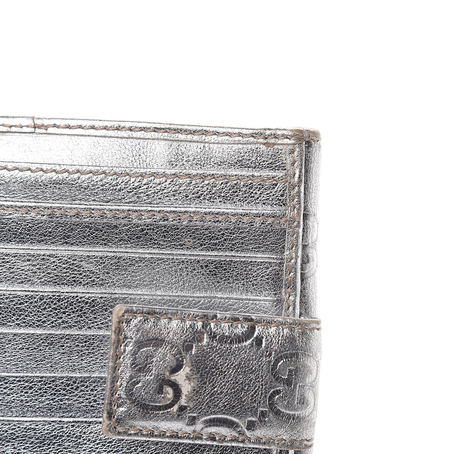 Gucci Metallic Guccissima Metal Bar French Flap Wallet Silver 13 of 13
