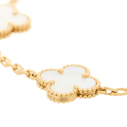 Van Cleef & Arpels 18K Yellow Gold Mother of Pearl 5 Motifs Vintage Alhambra Bracelet 4 of 6