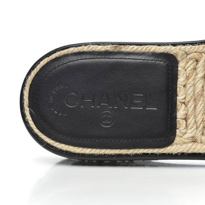 Chanel Lambskin Quilted CC Espadrille Slip On Sandals 41 Black 7 of 13