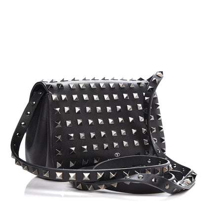 Valentino Garavani Vitello Mini Rockstud All Over Flap Saddle Crossbody Bag Black 2 of 10