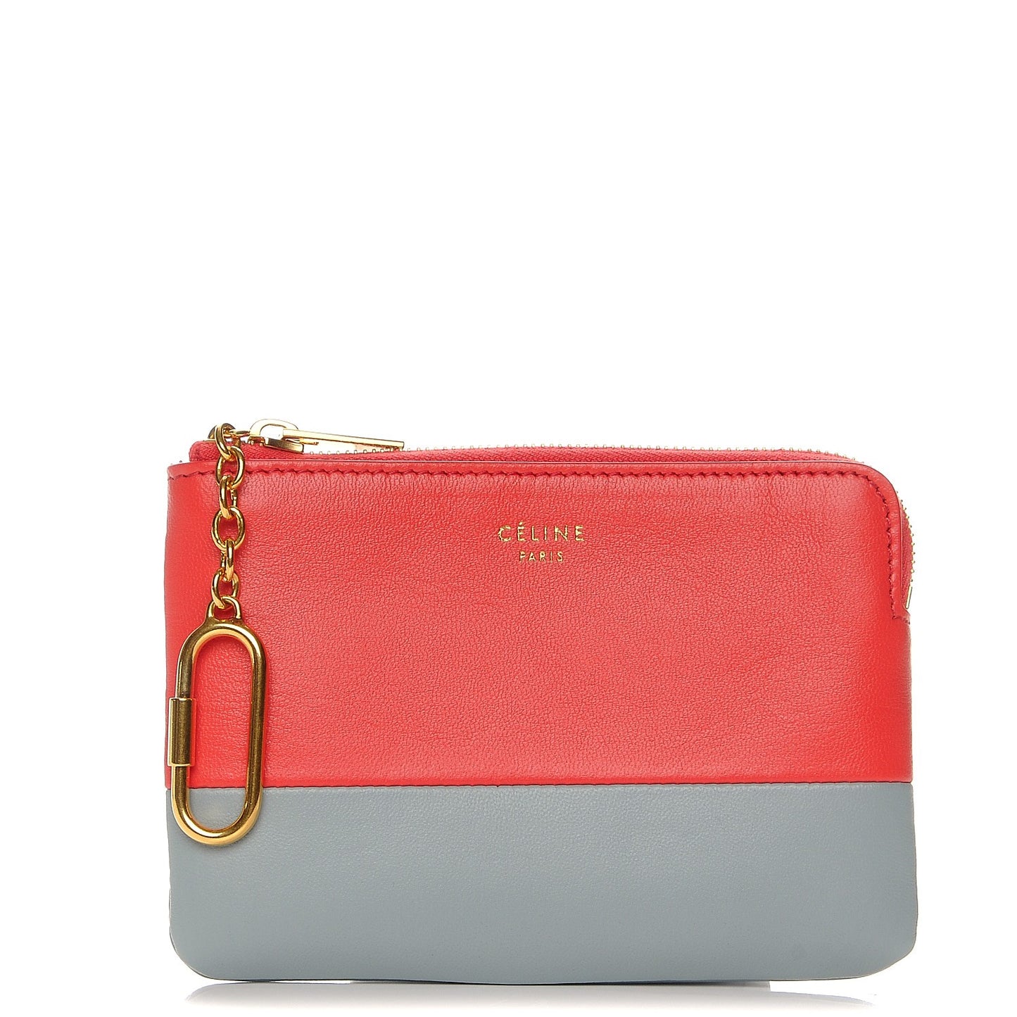 Lambskin Bi-Color Solo Coin Card Case Poppy Cloud