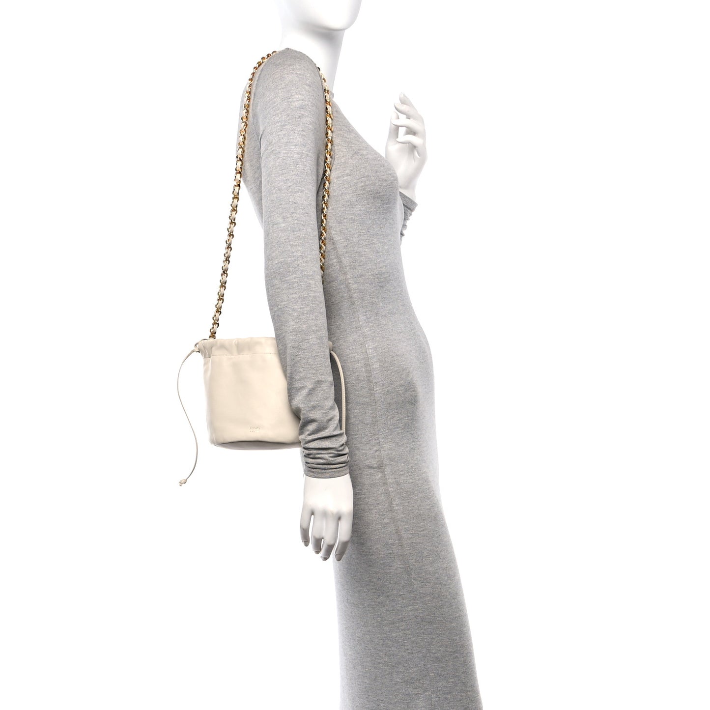 Smooth Calfskin Aria Bucket Bag Off White