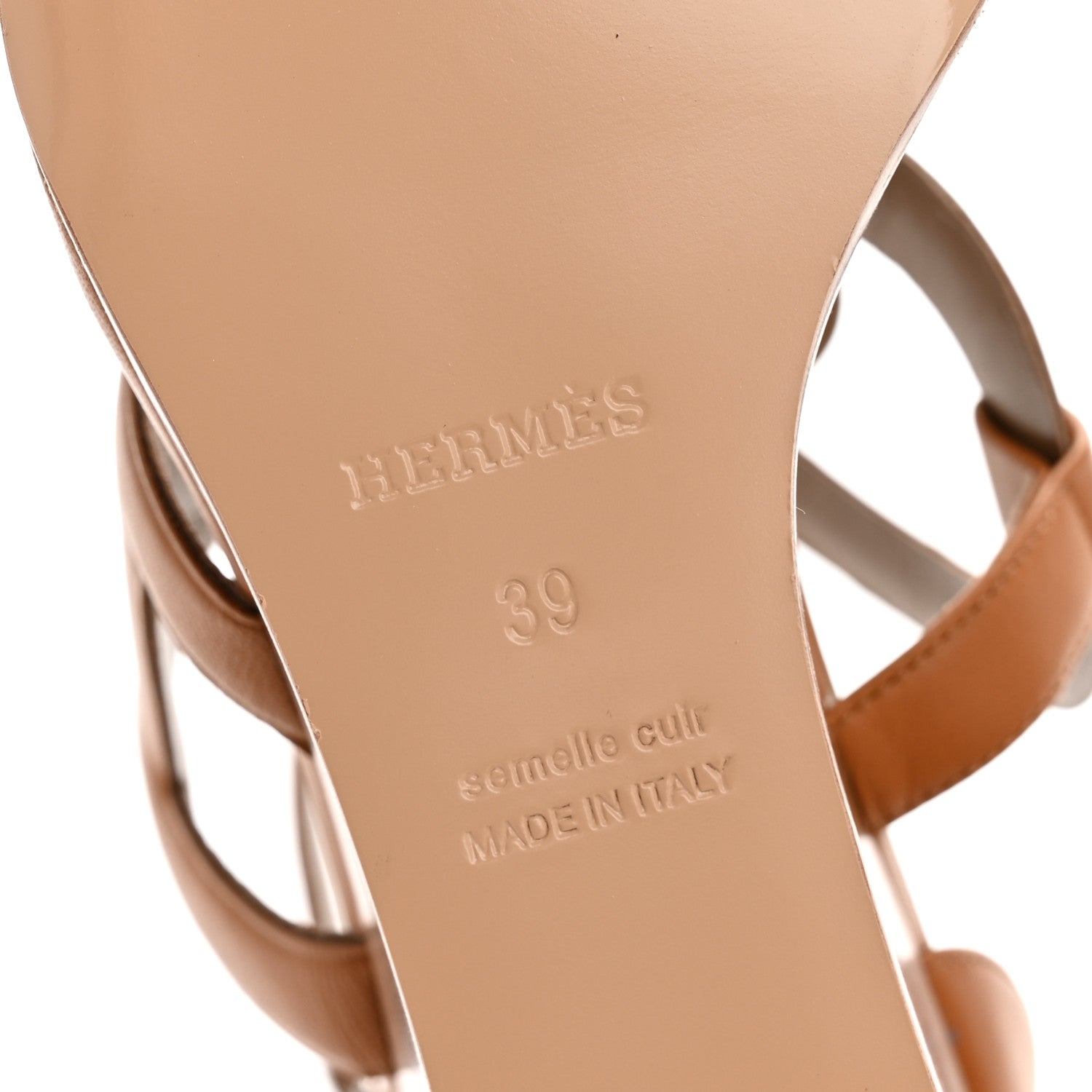 Hermes Nappa Brisbane Wedge Sandals 39 Naturel 7 of 10
