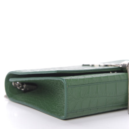 Saint Laurent Calfskin Crocodile Embossed Medium Classic Monogram Kate Tassel Satchel Green 6 of 8