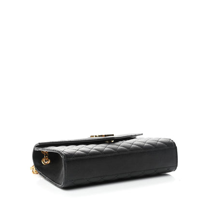Saint Laurent Grain De Poudre Textured Mixed Matelasse Triquilt Medium Monogram Satchel Black 4 of 10