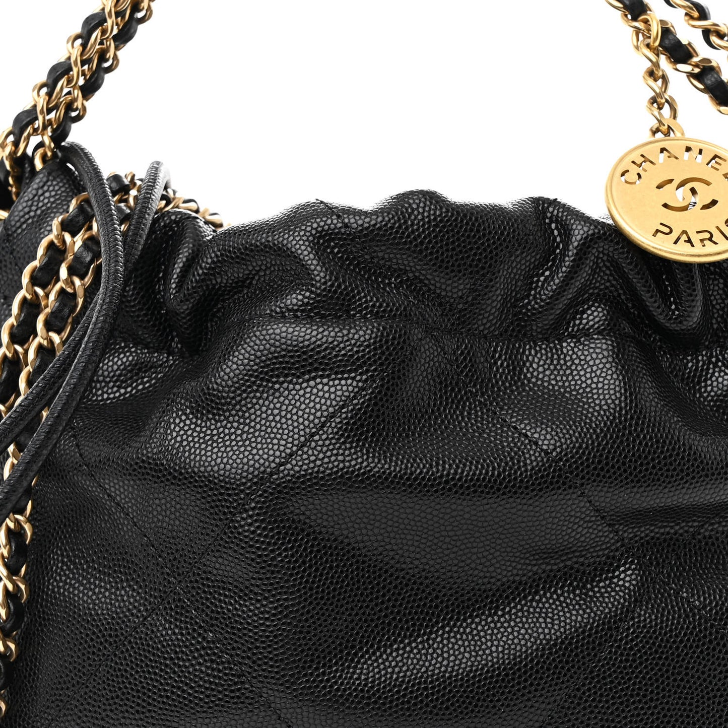 Shiny Caviar Quilted Monochrome Mini Chanel 22 Black
