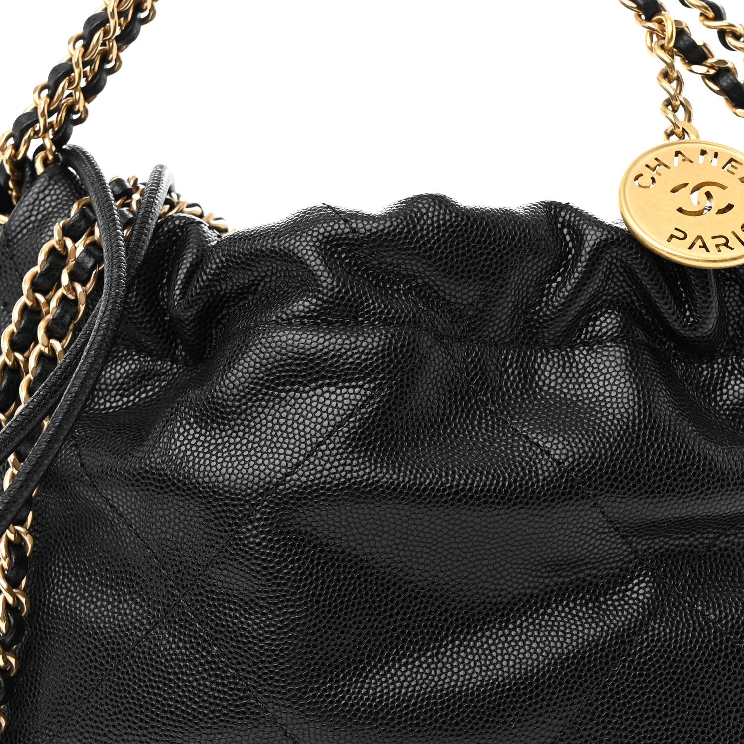 Chanel Shiny Caviar Quilted Monochrome Mini Chanel 22 Black 8 of 11