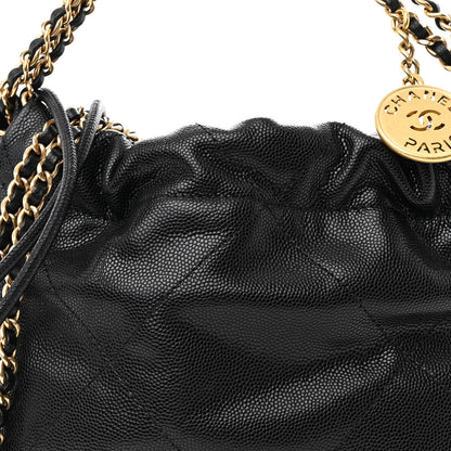 Chanel Shiny Caviar Quilted Monochrome Mini Chanel 22 Black 8 of 11