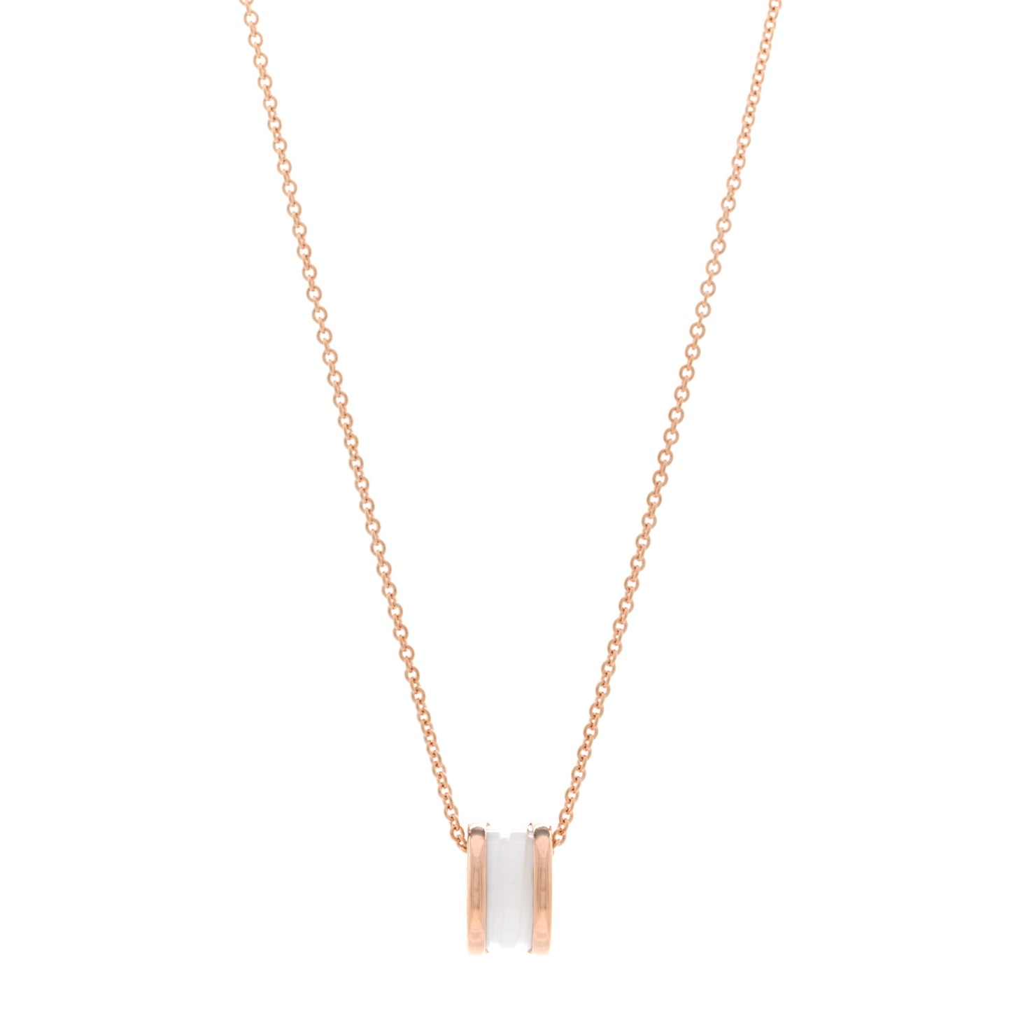 18K Rose Gold White Ceramic B.Zero1 Pendant Necklace