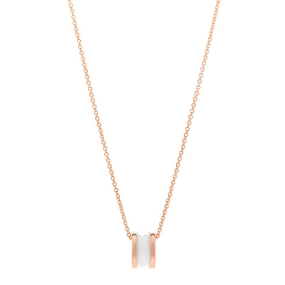 Bulgari 18K Rose Gold White Ceramic B.Zero1 Pendant Necklace 1 of 5
