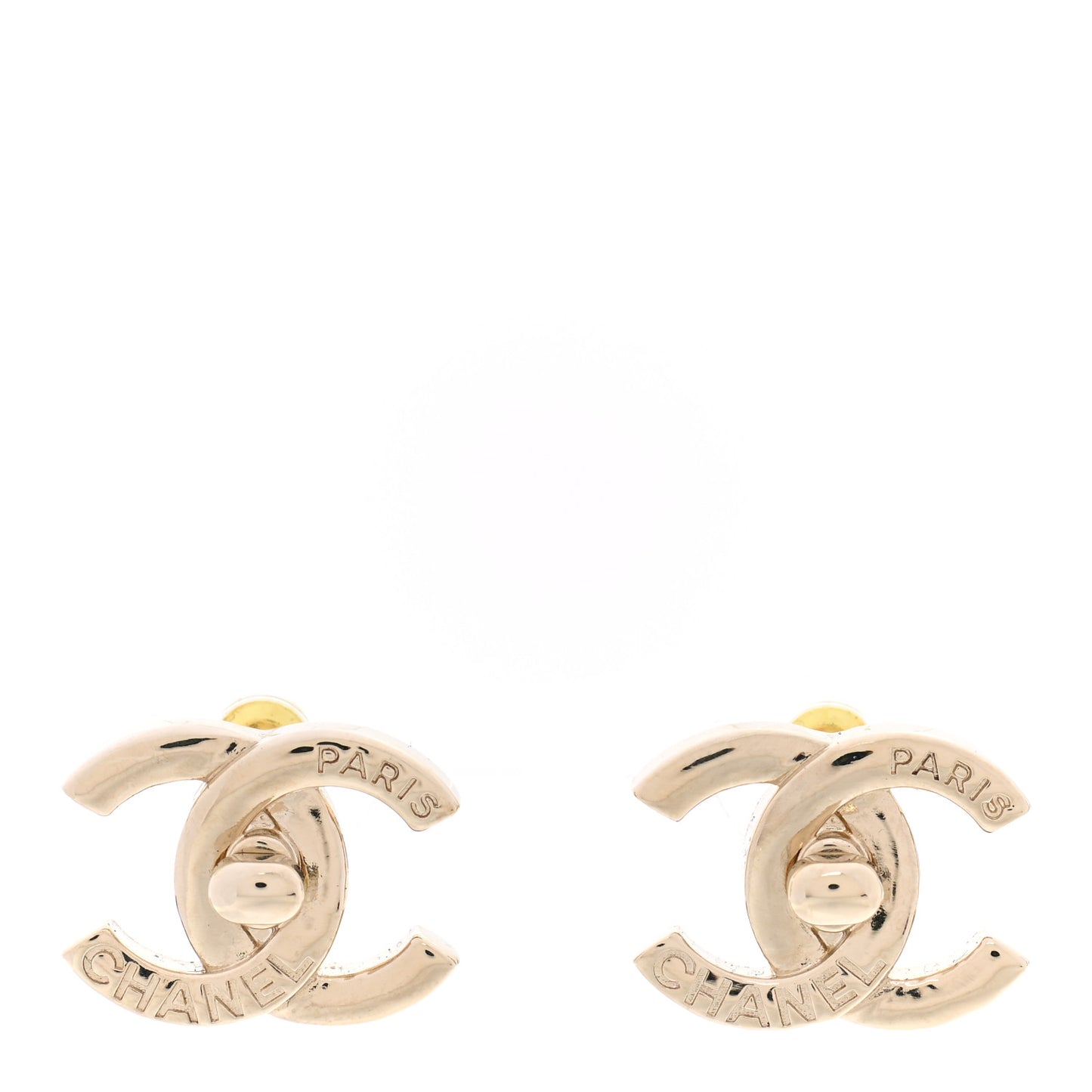 Metal Logo CC Turnlock Earrings Gold