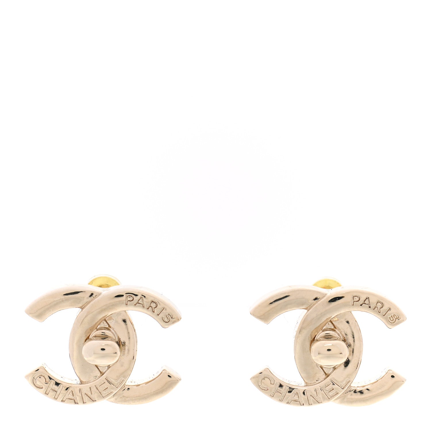 Chanel Metal Logo CC Turnlock Earrings Gold 1 of 5