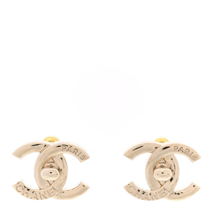 Chanel Metal Logo CC Turnlock Earrings Gold 1 of 5