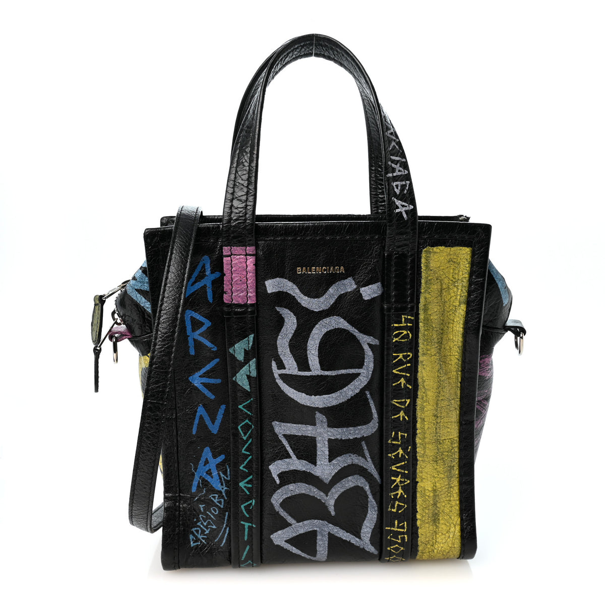 Balenciaga Agneau Arena Graffiti All Over XS Bazar Shopper Tote Black Multicolor 1 of 11