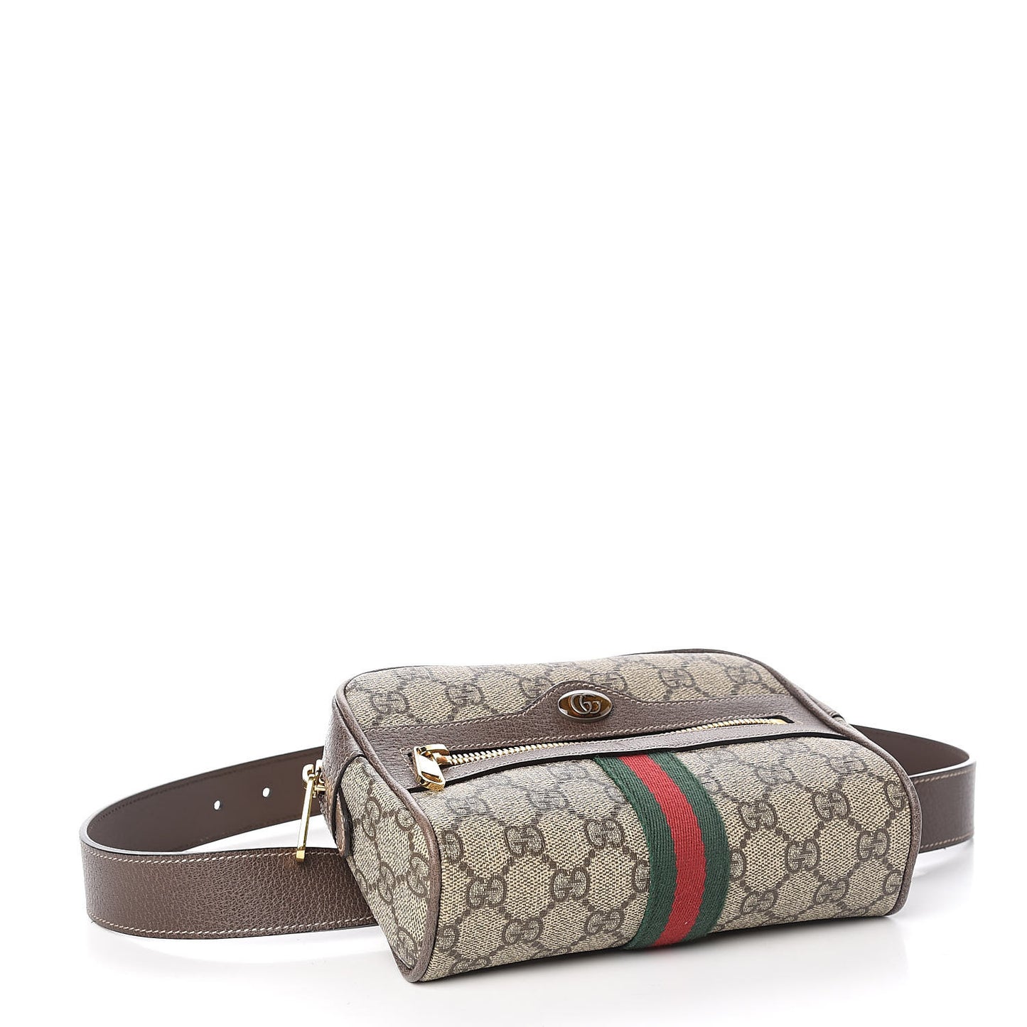 GG Supreme Monogram Web Small Ophidia Belt Bag 85 34 Dark Brown