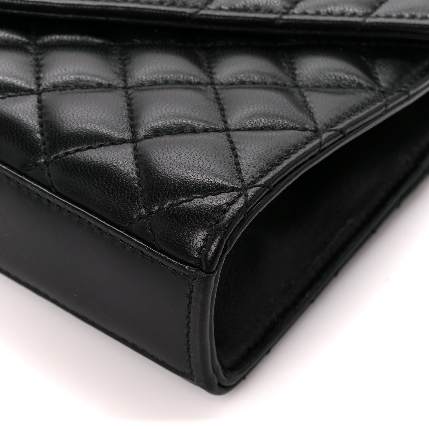 Lambskin Mixed Matelasse Triquilt Small Monogram Satchel Black