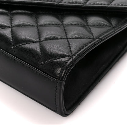 Saint Laurent Lambskin Mixed Matelasse Triquilt Small Monogram Satchel Black 11 of 12