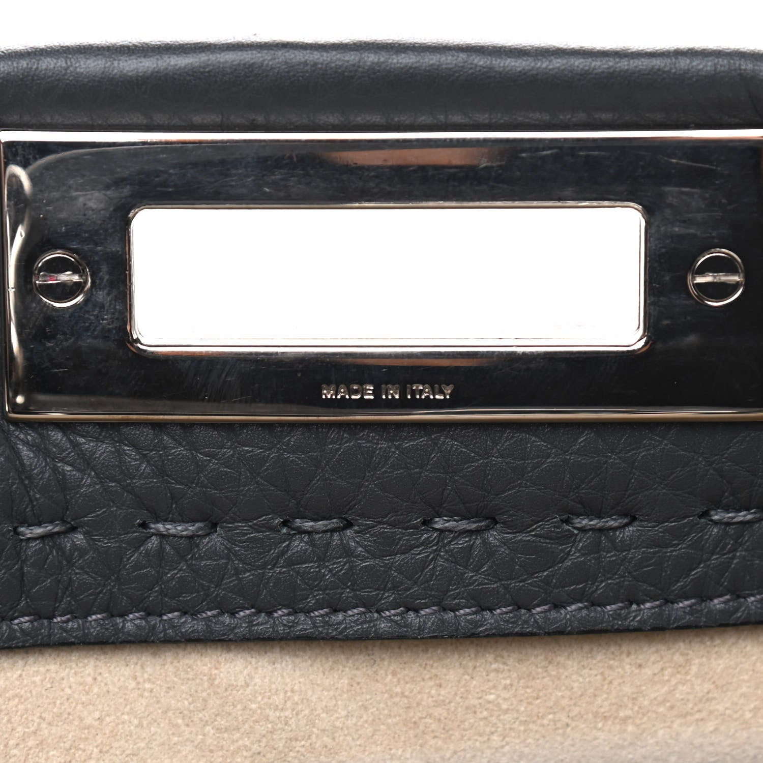 Fendi Cuoio Romano Selleria Bi-Color Medium Peekaboo Iconic Satchel Asfalto Latte 7 of 12