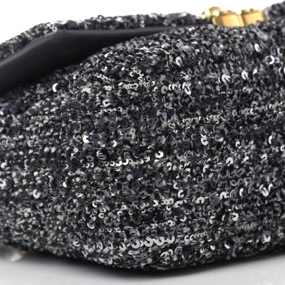 Chanel Sequin Quilted Medium Chanel 19 Flap Black Silver 8 of 9