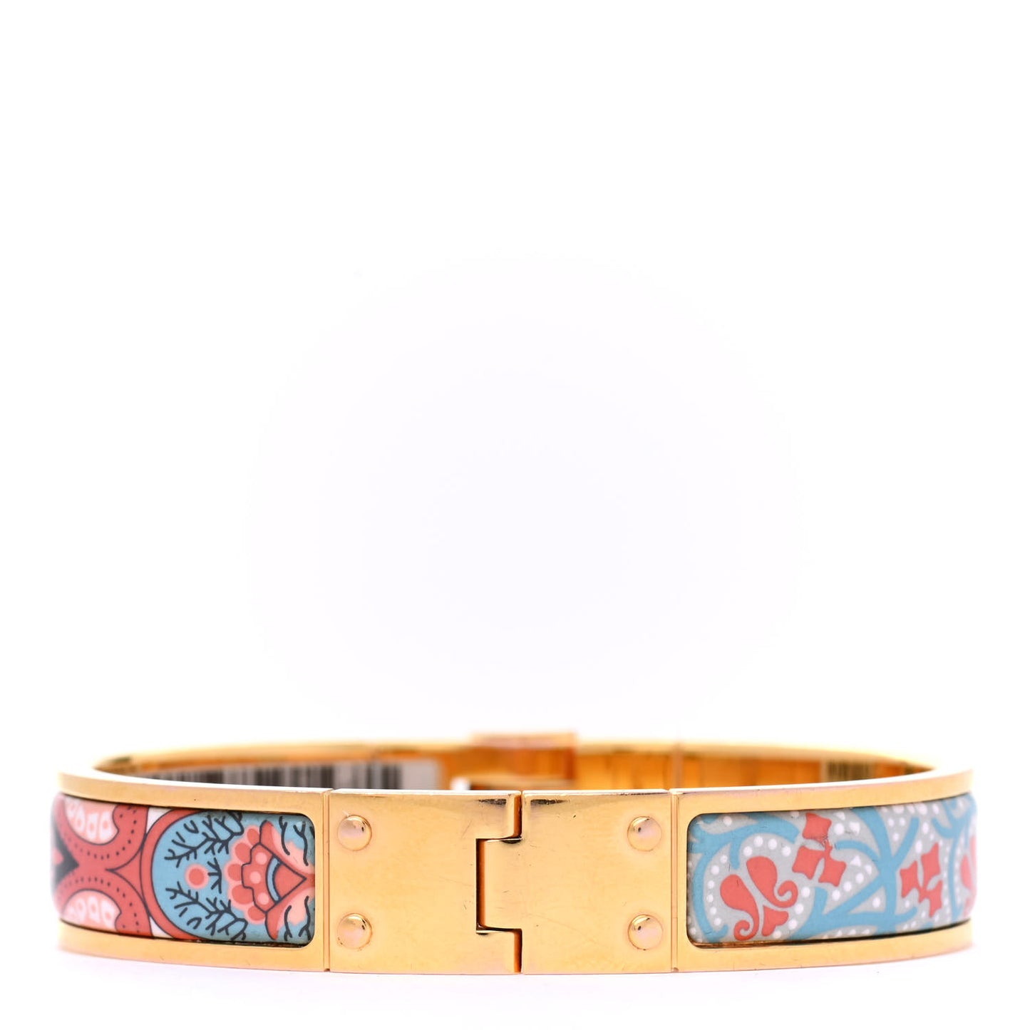 Enamel Printed Narrow Cachemire Fleuri Hinged Bracelet S Romantique