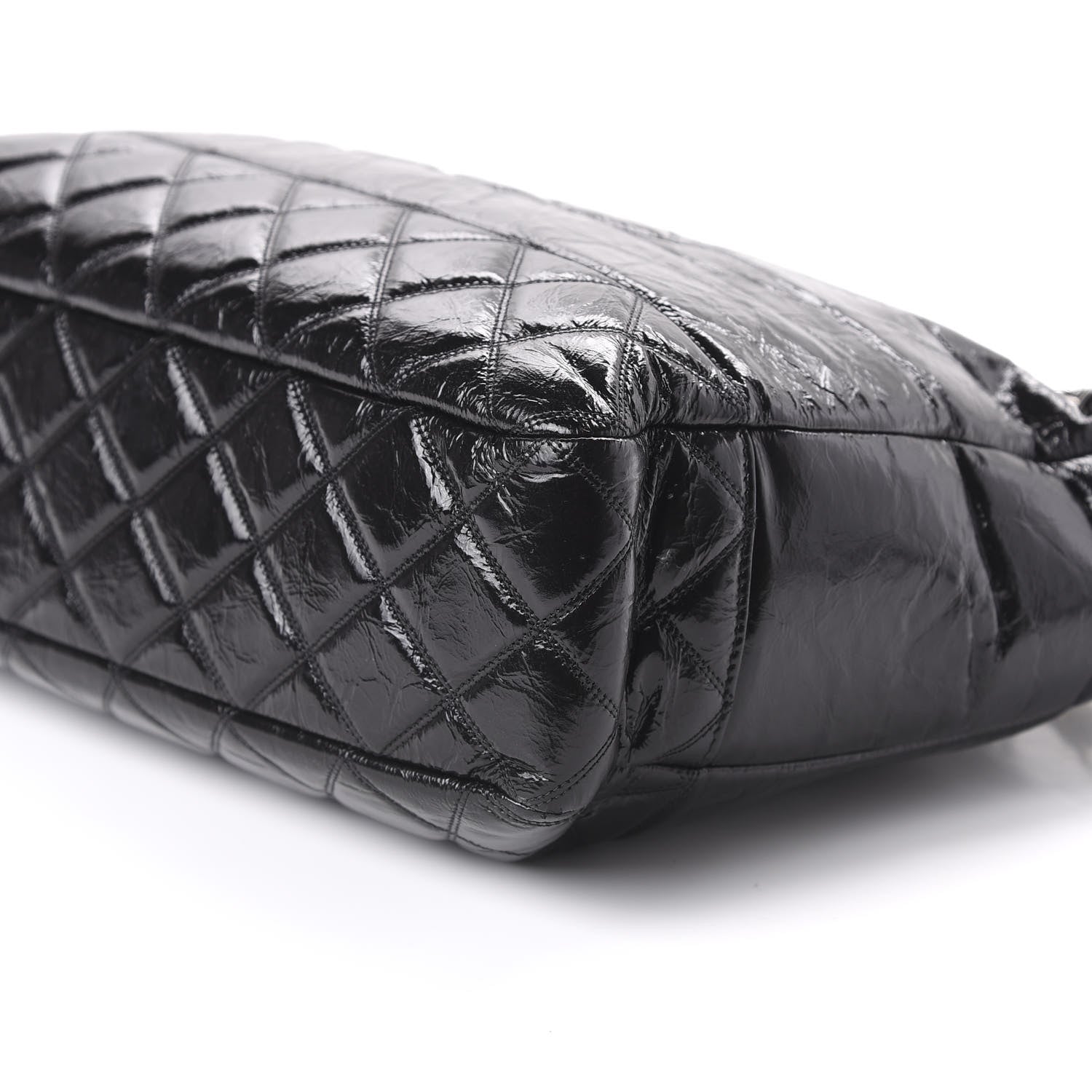 Chanel Shiny Aged Calfskin Quilted Small Shopping Bag Black 7 of 10