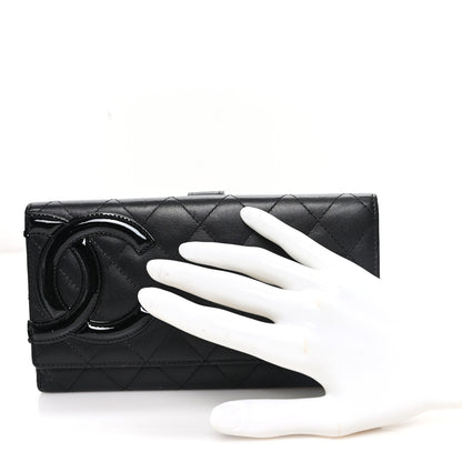 Chanel Calfskin Quilted Cambon Tri-Fold Wallet Black Black 2 of 9